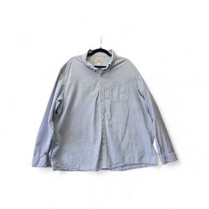 LL Bean Mens XXL Seersucker Shirt Blue White Striped Organic Cotton 510772